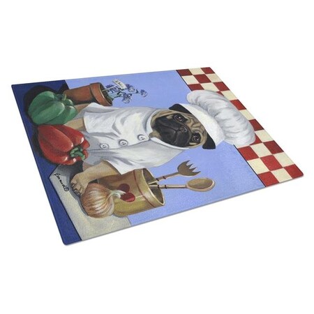 Carolines Treasures PPP3155LCB Pug Veggie Chef Glass Cutting Board - Large PPP3155LCB
